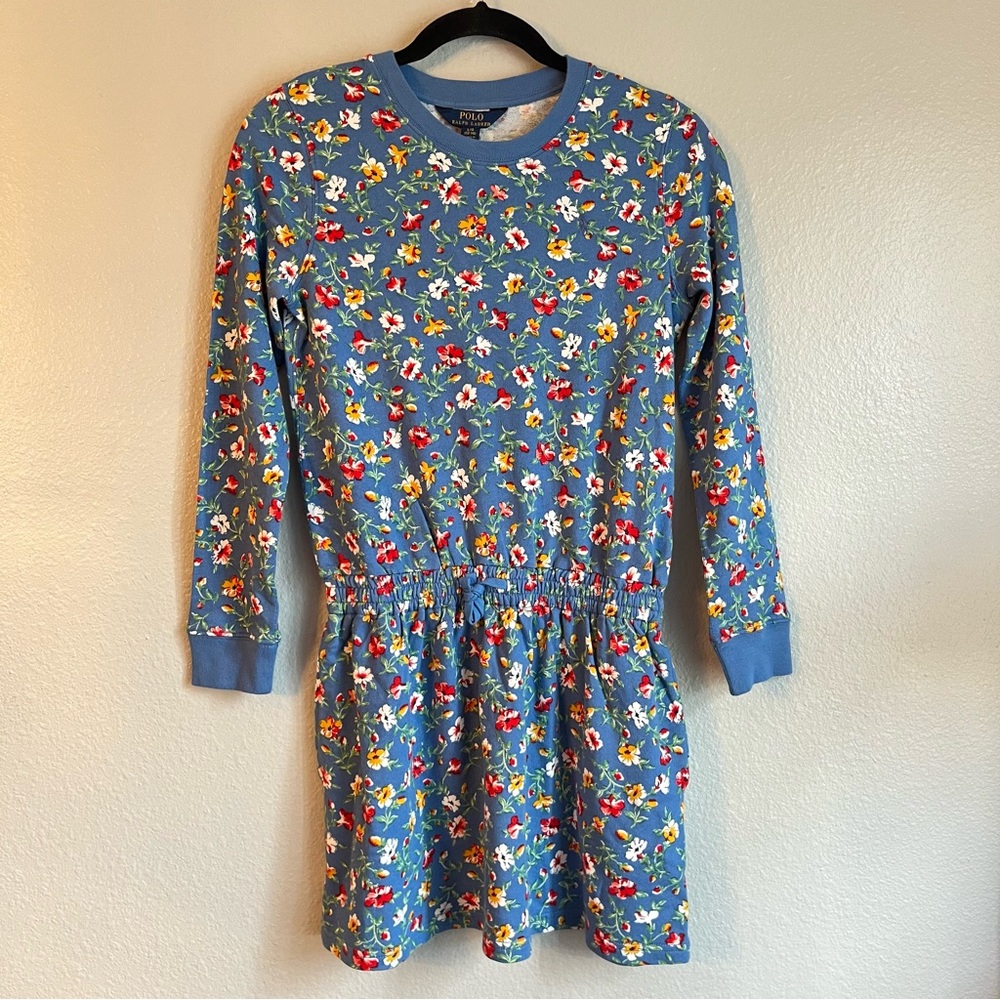 Ralph Lauren Polo Girls Floral Long Sleeve Dress Size Large (12-14)